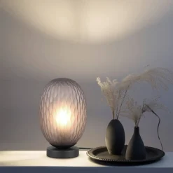 Trio Lighting pöytävalaisin Facette E27 mattamusta/savu