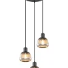 Trio Lighting riippuvalaisin Tarifa 3-os E27 mattamusta/krom