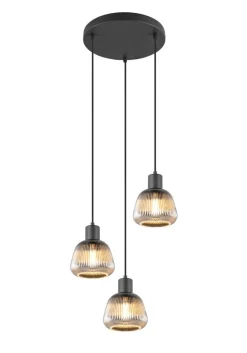 Trio Lighting riippuvalaisin Tarifa 3-os E27 mattamusta/krom