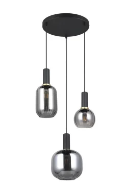 Trio Lighting riippuvalaisin Diva 3-os E27 mattamusta/kromat