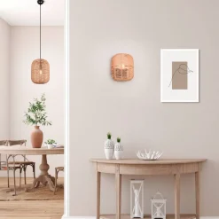 Trio Lighting riippuvalaisin Runa 25 cm E27 mattamusta/sisal