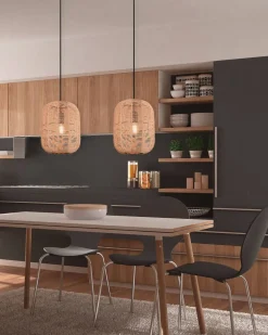 Trio Lighting riippuvalaisin Runa 25 cm E27 mattamusta/sisal