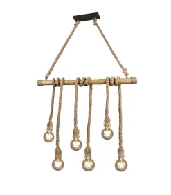 Trio Lighting riippuvalaisin Wilma 6xE27 bambu/sisal