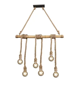 Trio Lighting riippuvalaisin Wilma 6xE27 bambu/sisal
