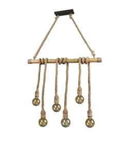 Trio Lighting riippuvalaisin Wilma 6xE27 bambu/sisal