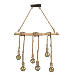 Trio Lighting riippuvalaisin Wilma 6xE27 bambu/sisal