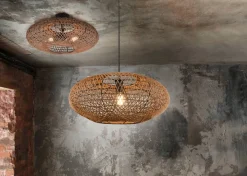 Trio Lighting riippuvalaisin Hedda E27 mattamusta/sisal