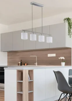 Trio Lighting riippuvalaisin Tommy 4xE14 harjattu teräs/valk