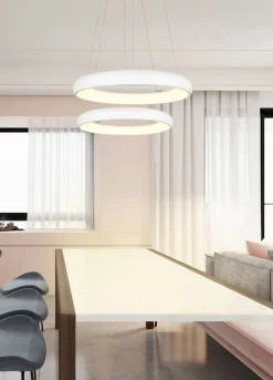 Trio Lighting riippuvalaisin Cardona LED 47 cm mattavalkoine