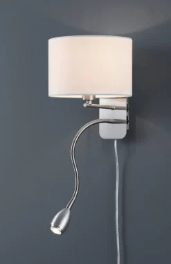 Trio Lighting seinävalaisin Hotel lukuvalolla E14 + LED valk