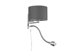 Trio Lighting seinävalaisin Hotel lukuvalolla E14 + LED harm