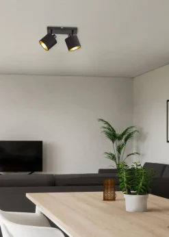 Trio Lighting spottivalaisin Tommy 2-os E14 mattamusta/kulta