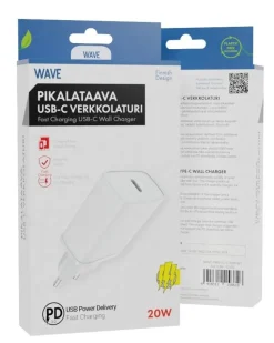 Wave verkkolaturi pikalataava 20 W Type-C latauspäällä valkoinen