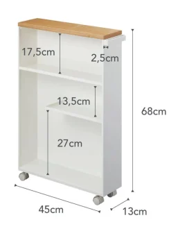 Yamazaki kapea hyllykkö pyörillä Tower valkoinen