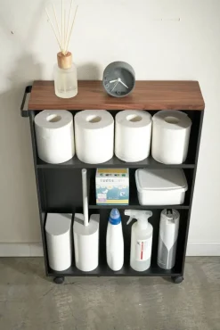 Yamazaki kapea hyllykkö pyörillä Tower musta